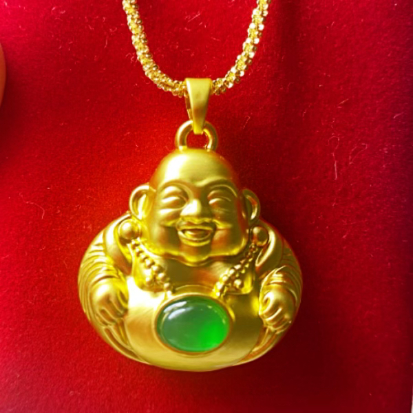 古法精美手工弥勒佛公镶嵌吊坠项链（配挂链子+带证书+附礼盒）