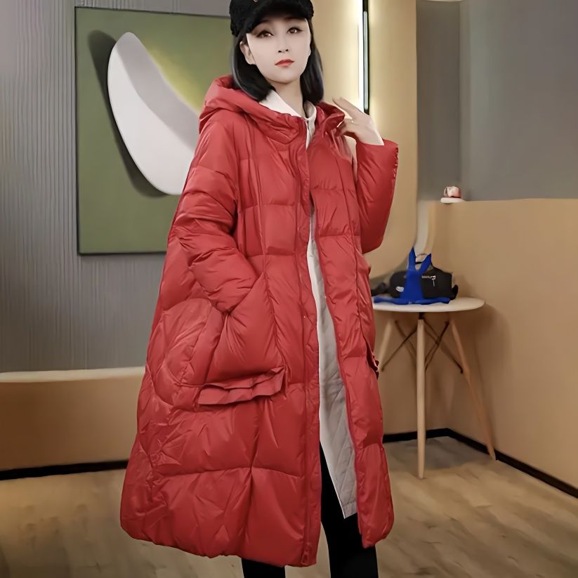 羽绒服女新款90白鸭绒中长款连帽大码过膝宽松韩版显瘦保暖洋气潮
