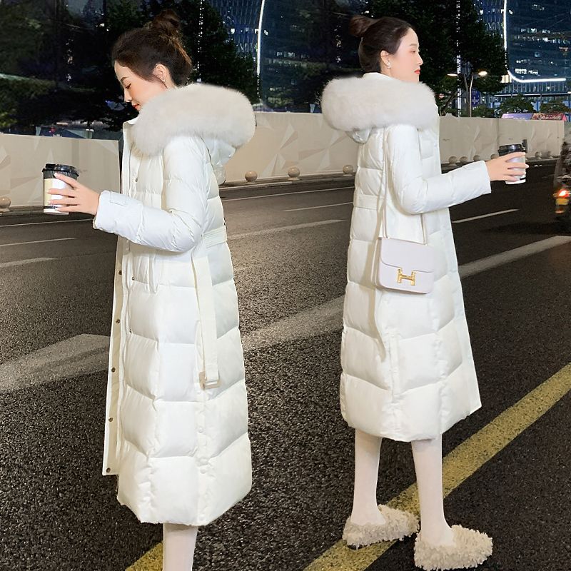 白鸭绒羽绒服女中长款2023年冬季最新款连帽加厚高端修身外套高级