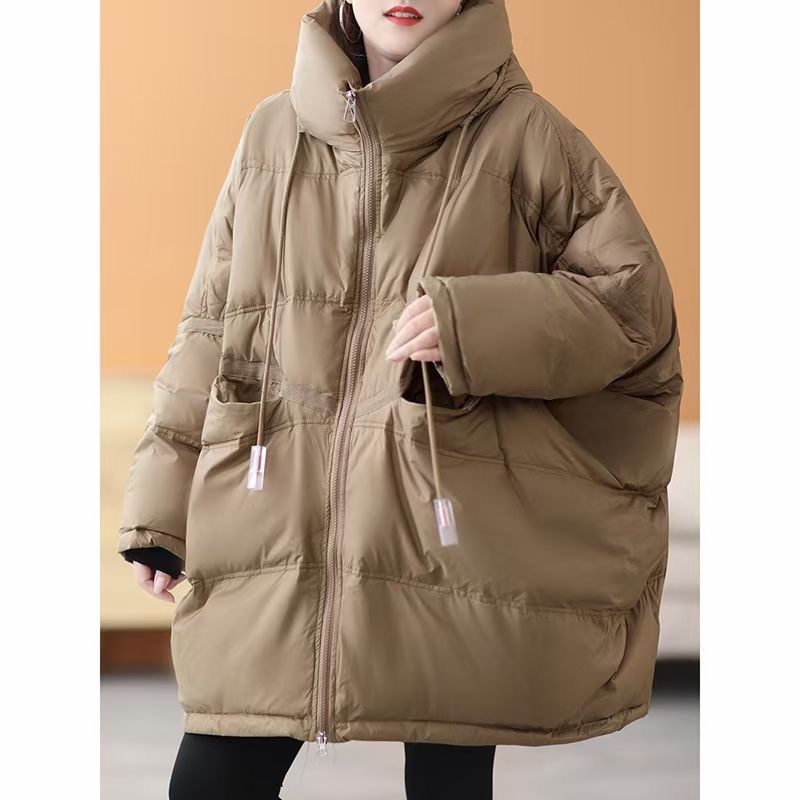 羽绒服女新款90白鸭绒连帽中长款高品质韩版宽松加厚加肥简约百搭