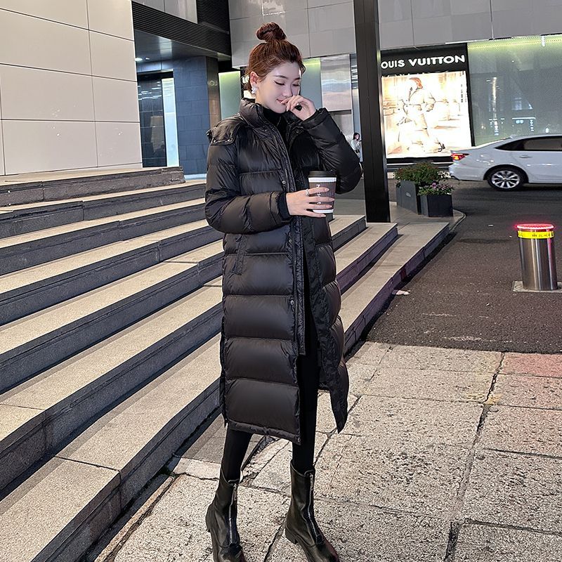 90%白鸭绒羽绒服女中长款2023冬季正品新款加厚过膝连帽显瘦外套