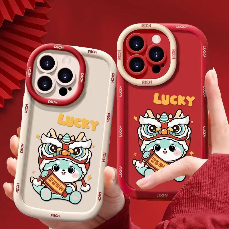 舞狮头套适用苹果13手机壳14iphone15pro/12女11华为vivo小米oppo