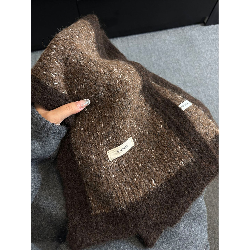 美拉德高级感秋冬氛围感针织毛线围巾女冬季围脖女款爆款2025新款