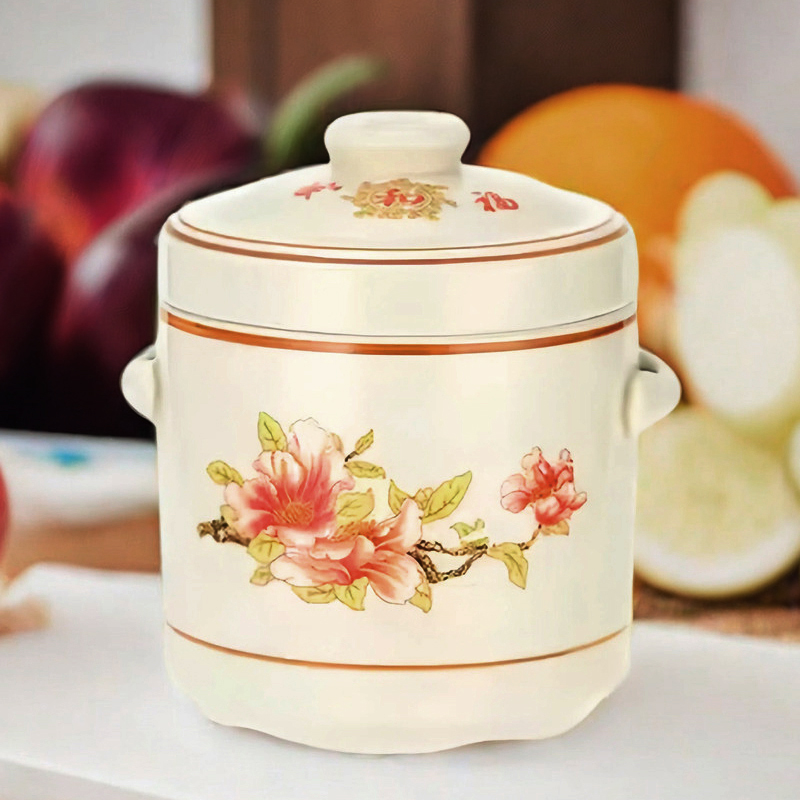 陶瓷家用隔水炖盅带盖双盖双耳汤盅燕窝蛋盅甜品煲汤罐商用小炖罐