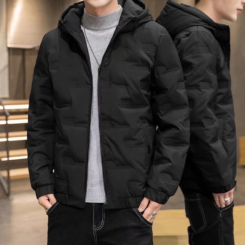 白鸭绒羽绒服男士冬装2023年新款短款冬季加厚保暖休闲连帽外套潮