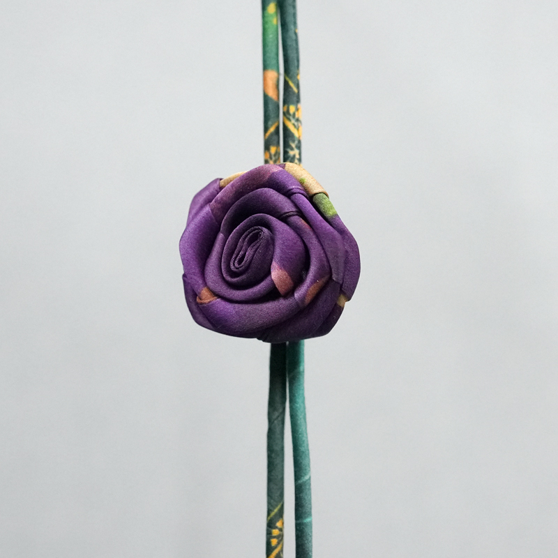 非金属布艺吊坠 香云纱花朵玫瑰花时尚百搭气质女士挂件项链X023