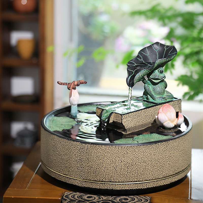 汉韵堂荷花流水摆件中式书房工艺流水器循环水中国风创意喷泉水景