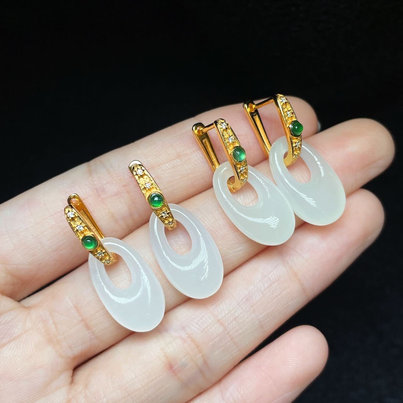 【云上好物】13 DS73970-S925银和田玉耳坠多样性发一件17x9x4mm（JG