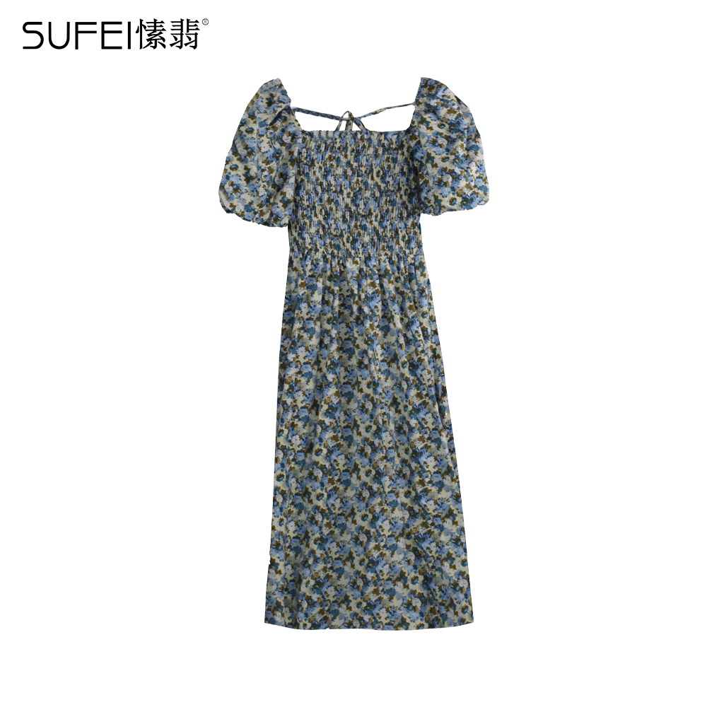 SUFEI/愫翡S32QZ0537A时尚气质碎花夏超显瘦连衣裙0537