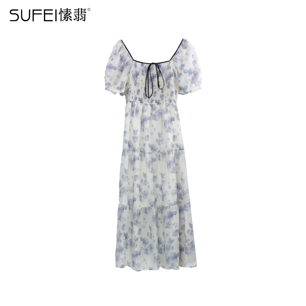 SUFEI/愫翡S32QZ0559A时尚气质碎花茶歇法式连衣裙0559