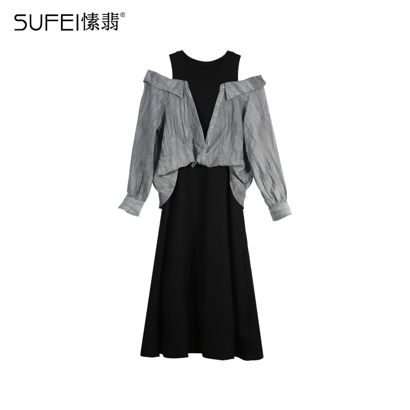 SUFEI/愫翡S43TQ1025A  秋季新款简约拼接时尚套装  1025