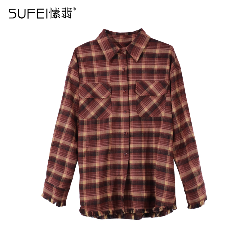 SUFEI 愫翡 S43CS1157A 秋季格子衬衫百搭休闲经典   1157