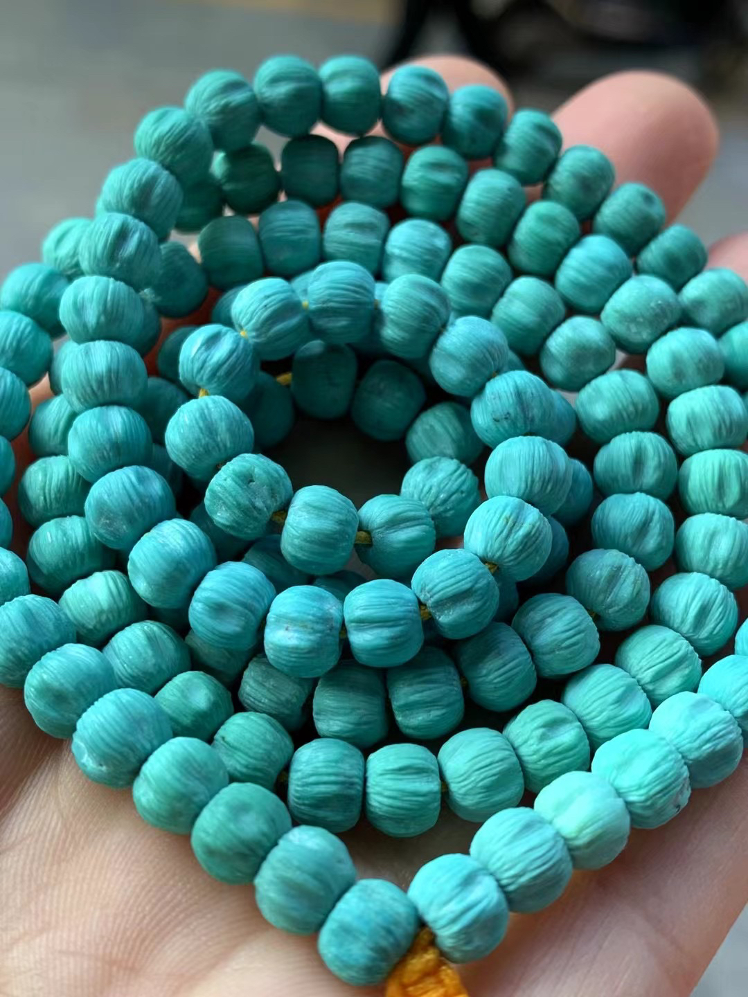 纯天然湖北原矿绿松石108百香子串