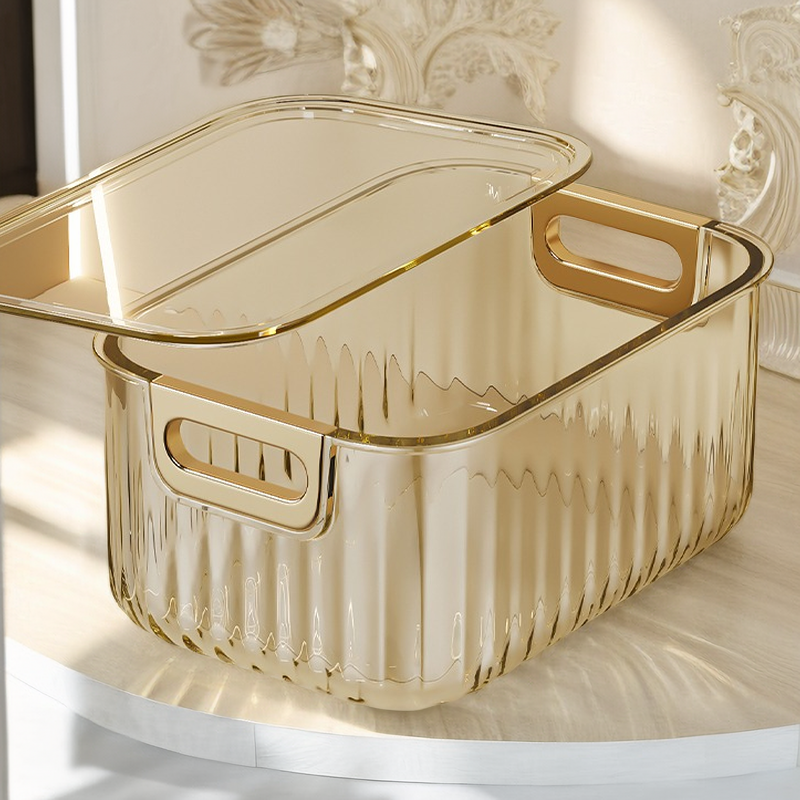 梳妆台杂物盒子整理筐桌面透明置物盒收纳盒化妆品口红面霜存放