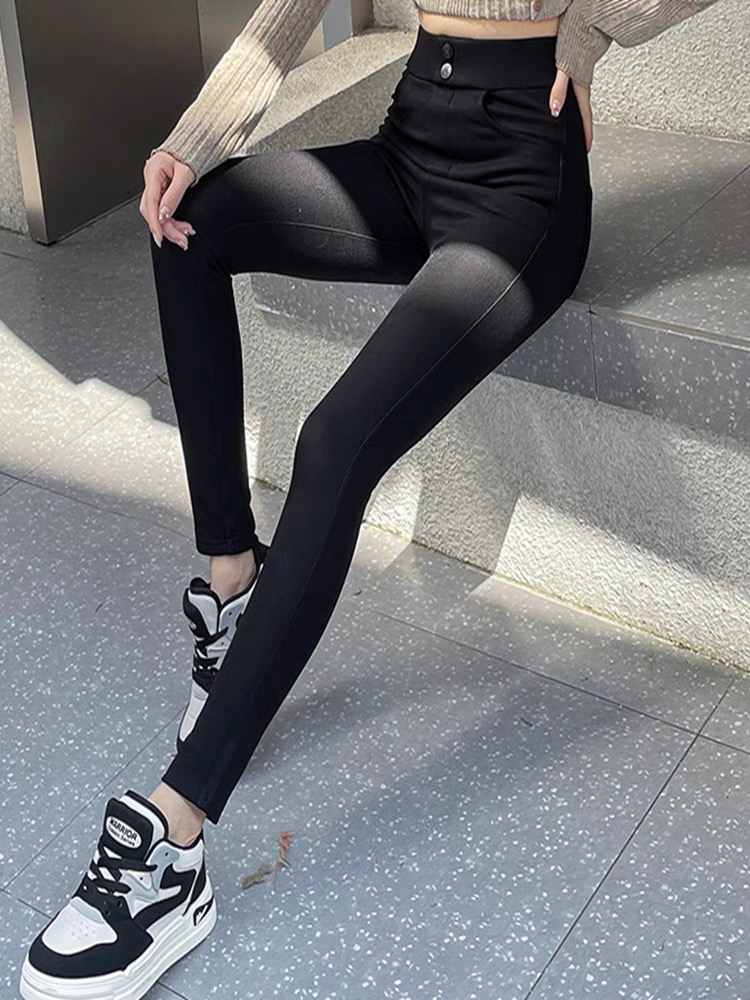 “靓丽阁”黑色弹力舒适女士休闲裤铅笔裤小脚裤