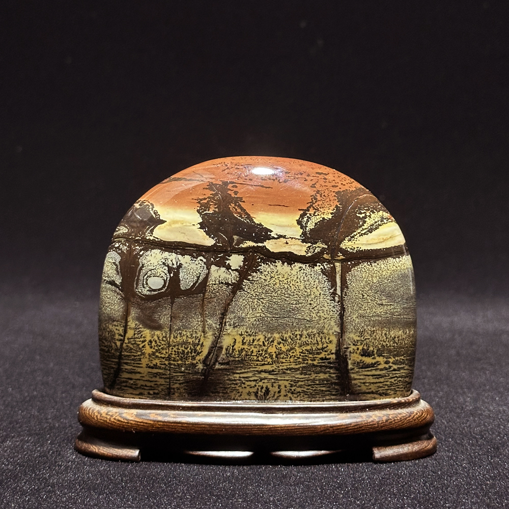 桌面网红石头摆件成品古风新款广西特产国画石柳州草花石办公室