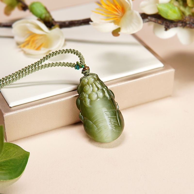 和田玉碧玉俄料猫眼貔貅  大师亲工招财进宝气质典藏挂件 00232