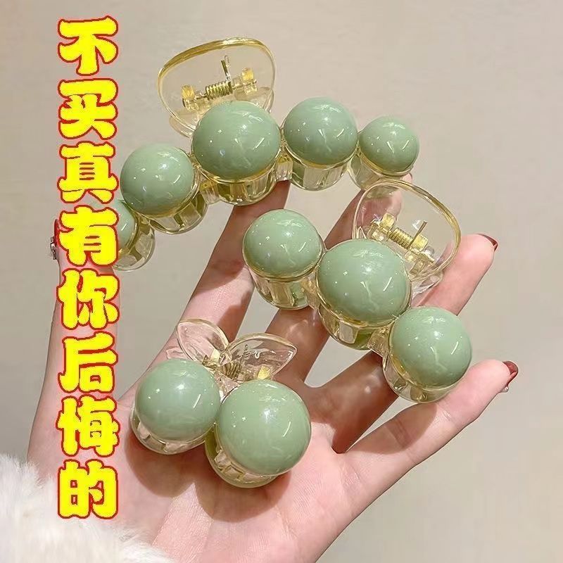 新款高颜值法式鲨鱼夹子气质珠珠碎发夹后脑勺头饰