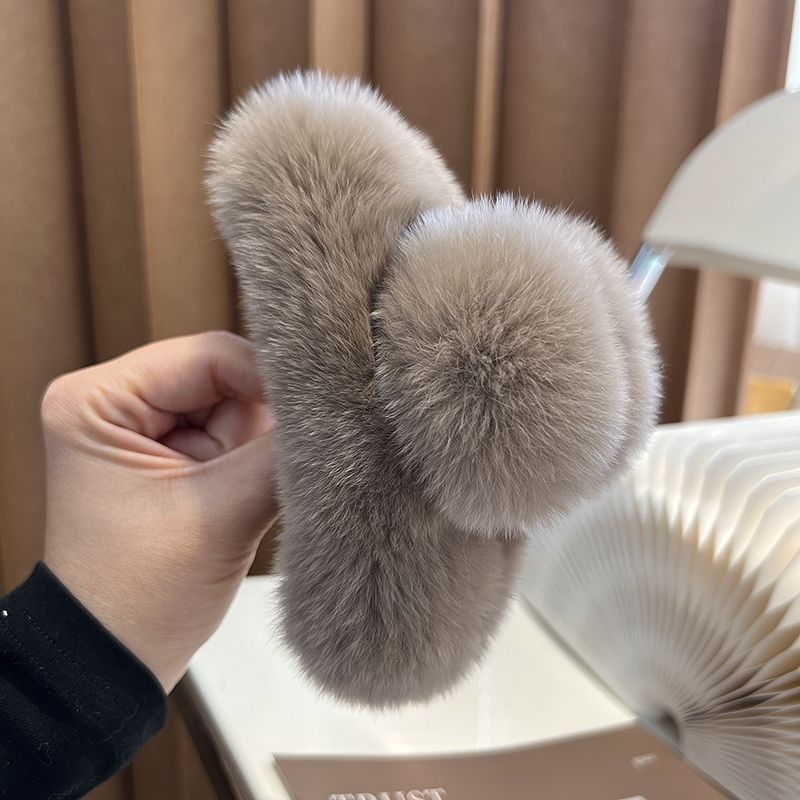 真獭兔毛特大号抓夹新款可爱毛绒发抓发饰