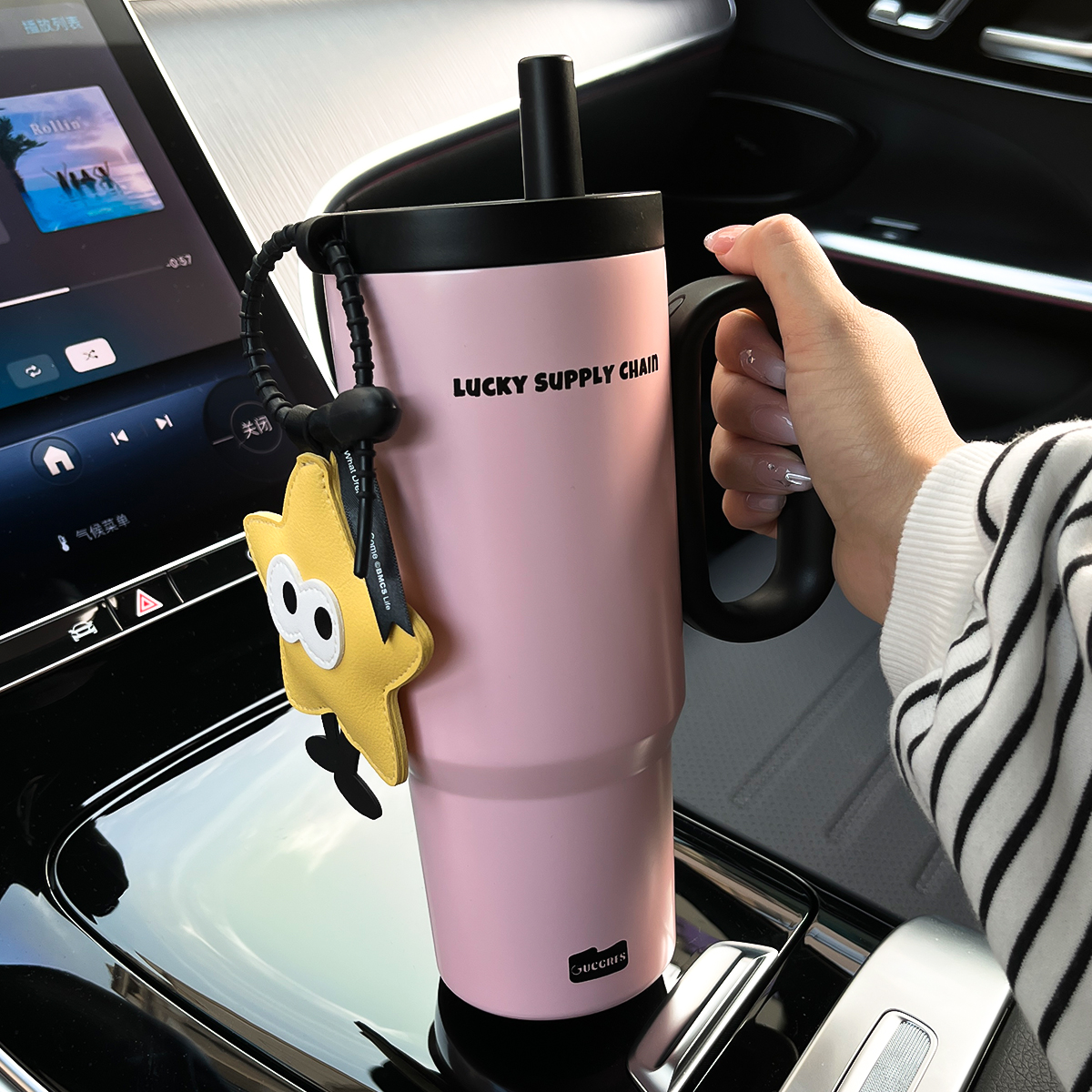 Gucgres水杯保温杯女生大容量吸管杯学生户外高颜值车载杯子便携