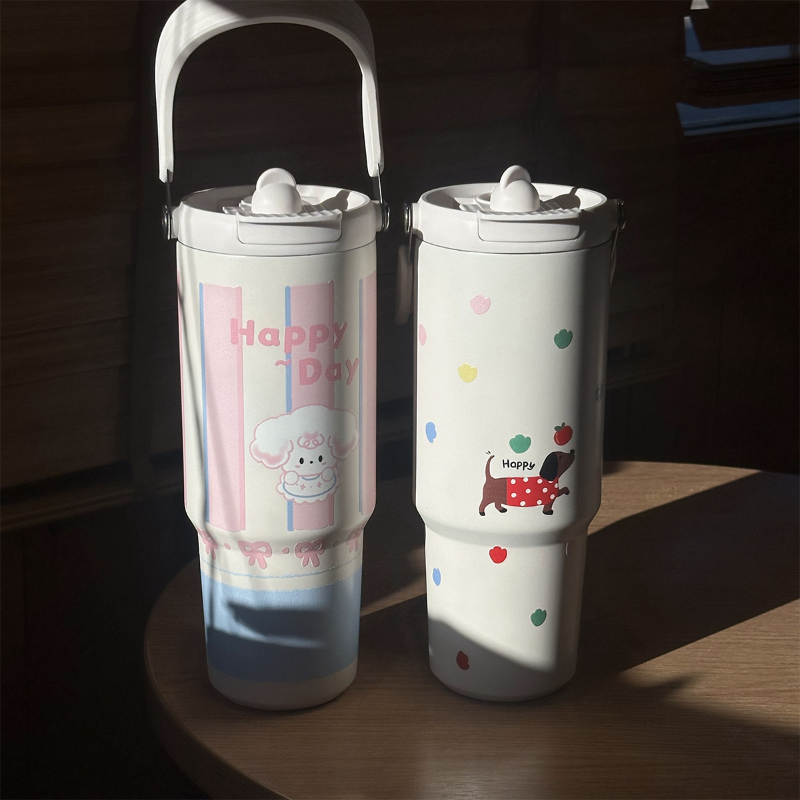 Gucgres高颜值保冷保温杯女生大容量吸管水杯随行杯子情侣办公室