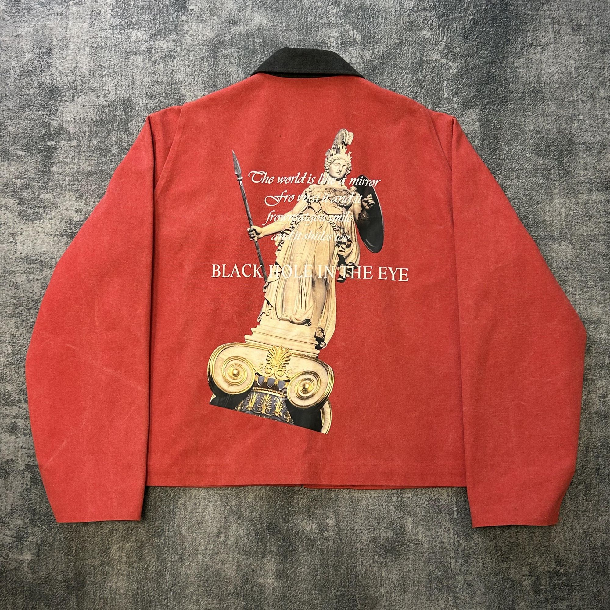 黑洞之眼《坠落女武神》480克重磅洗水硬挺帆布！做旧硬挺外套夹克