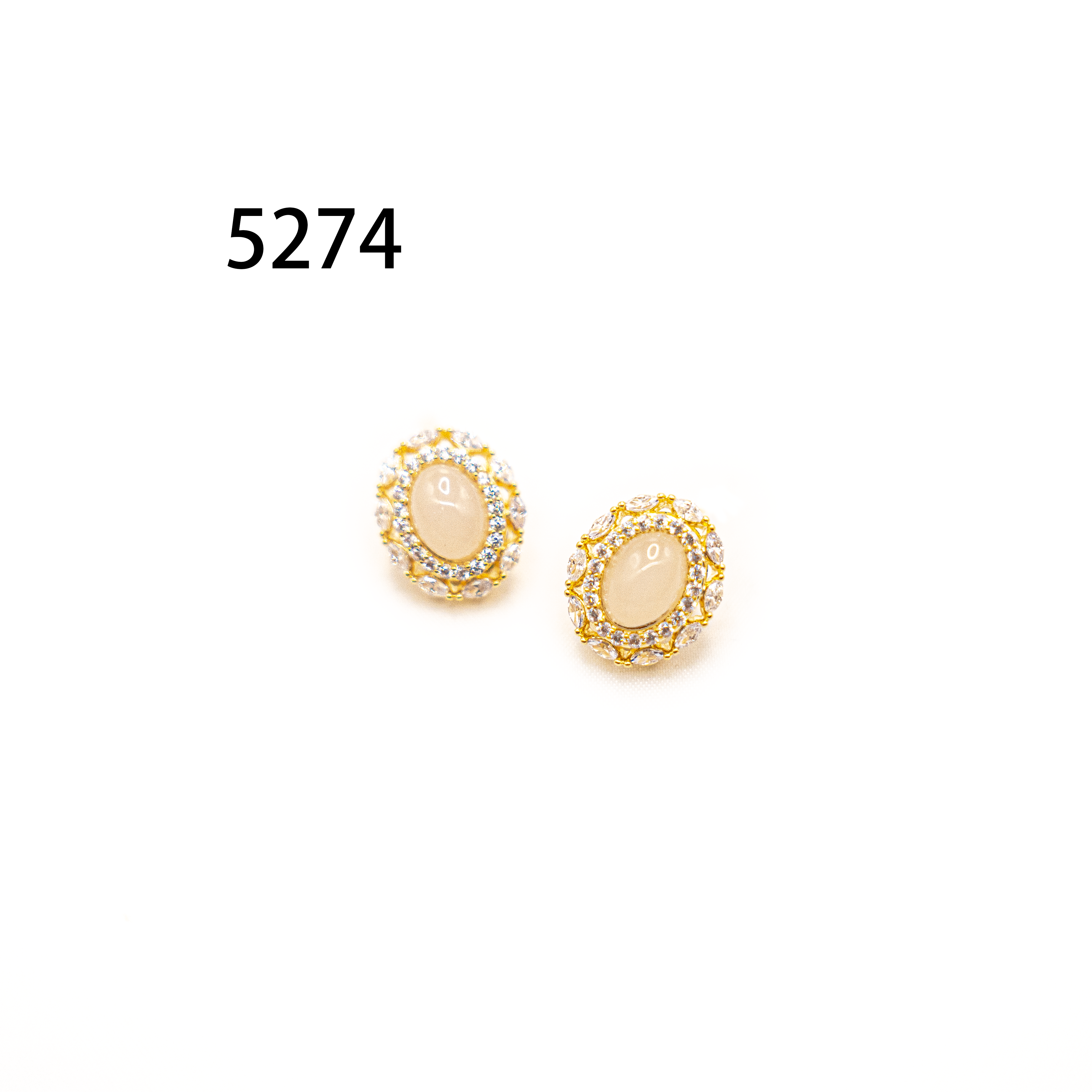 铜合金耳饰 简约镶嵌个性气质耳环小众设计高级感耳饰～5274