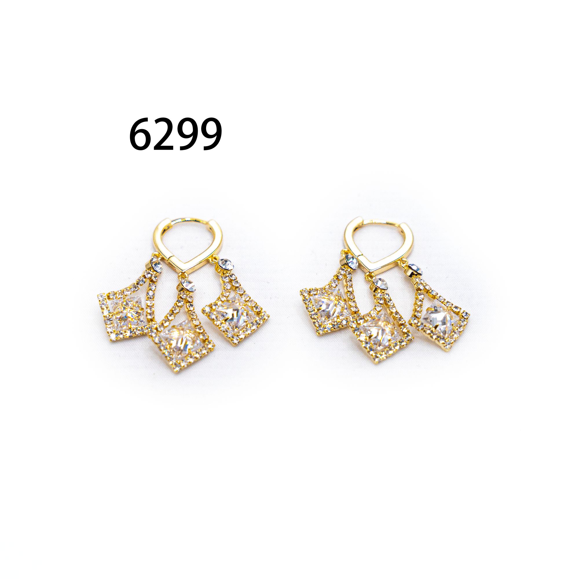 铜合金耳饰 简约镶嵌个性气质耳环小众设计高级感耳饰～6299