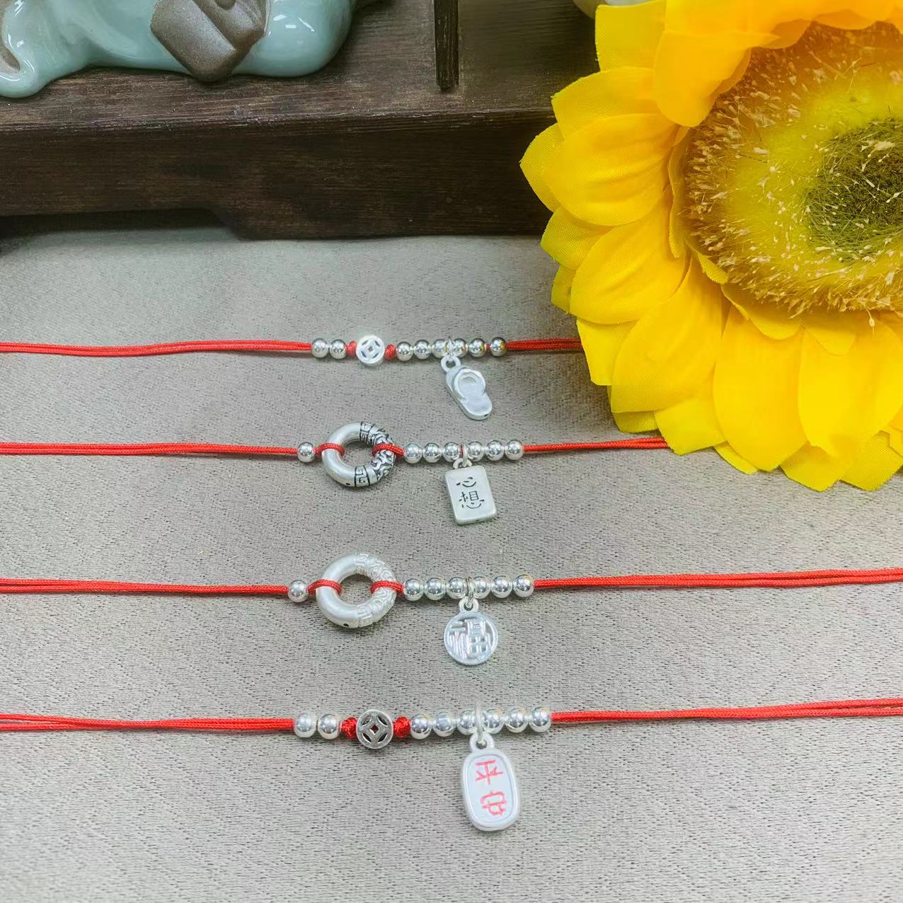 足银脚链 【匠心银饰】手工编织手链脚链情人节生日告白送老婆女友