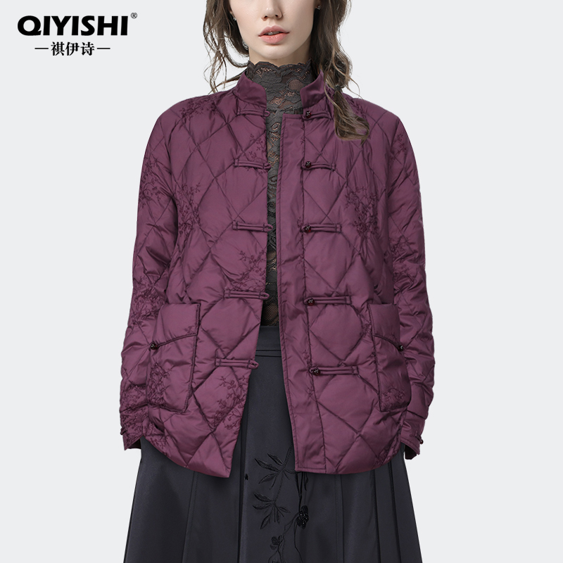 新中式中国风盘扣设计立领羽绒服外套女秋冬大气富贵WH231757