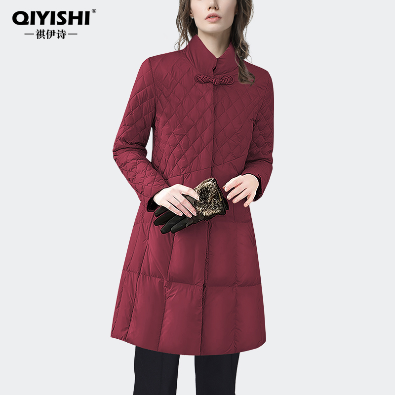 欧洲站秋冬季羽绒服中长款立领轻薄款白鸭绒保暖羽绒衣WH231966