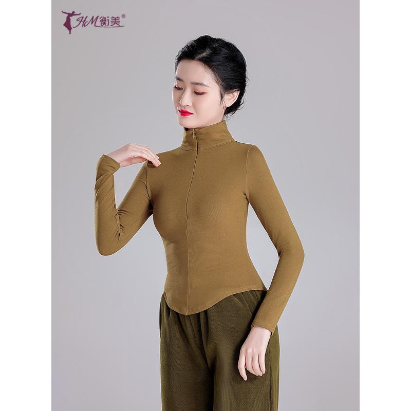 舞蹈练功服上衣女秋冬加绒长袖中国古典现代舞形体训练拉链舞蹈服