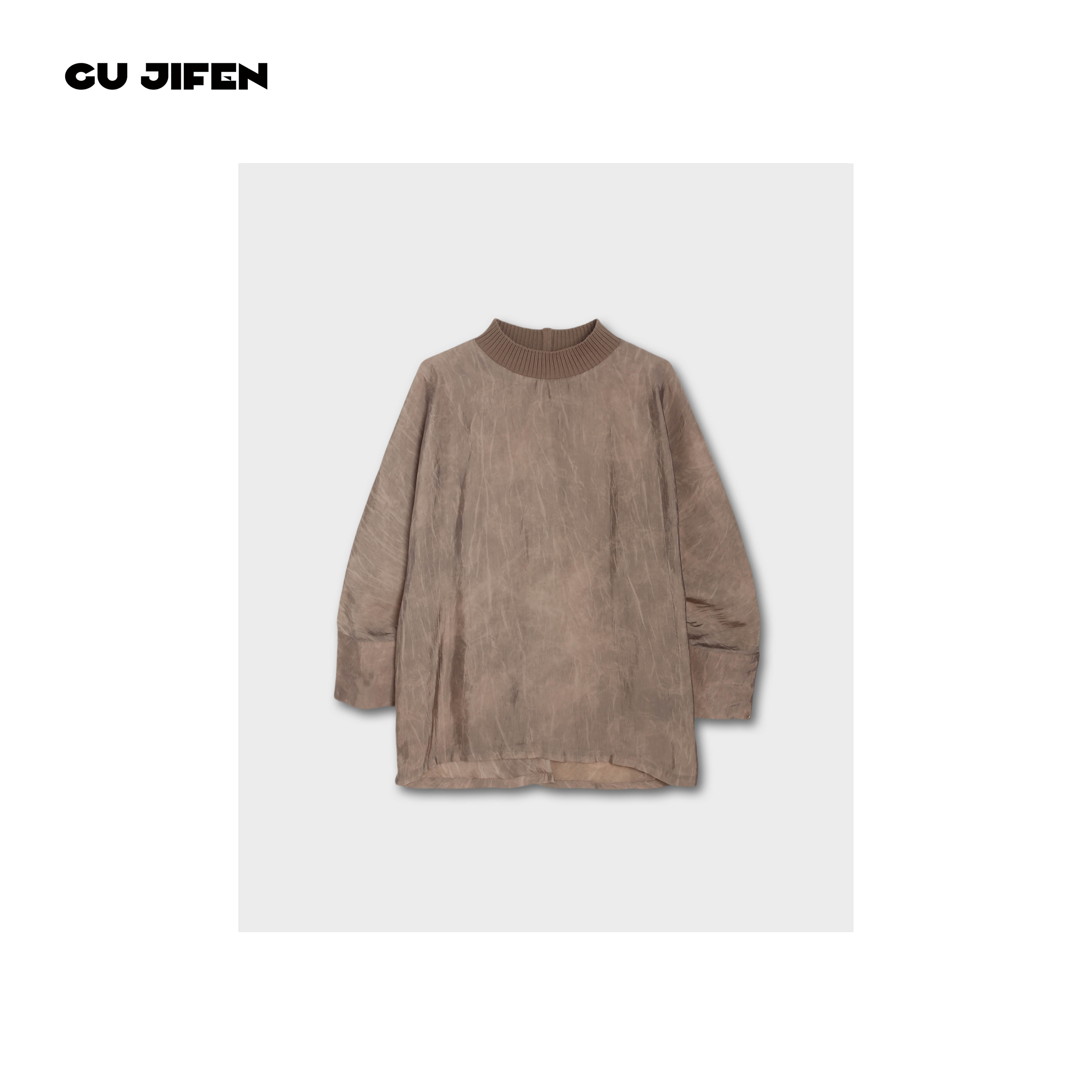 GU JIFEN｜静奢贵人｜富贵后背开叉拼接针织领上衣 24-017X55217