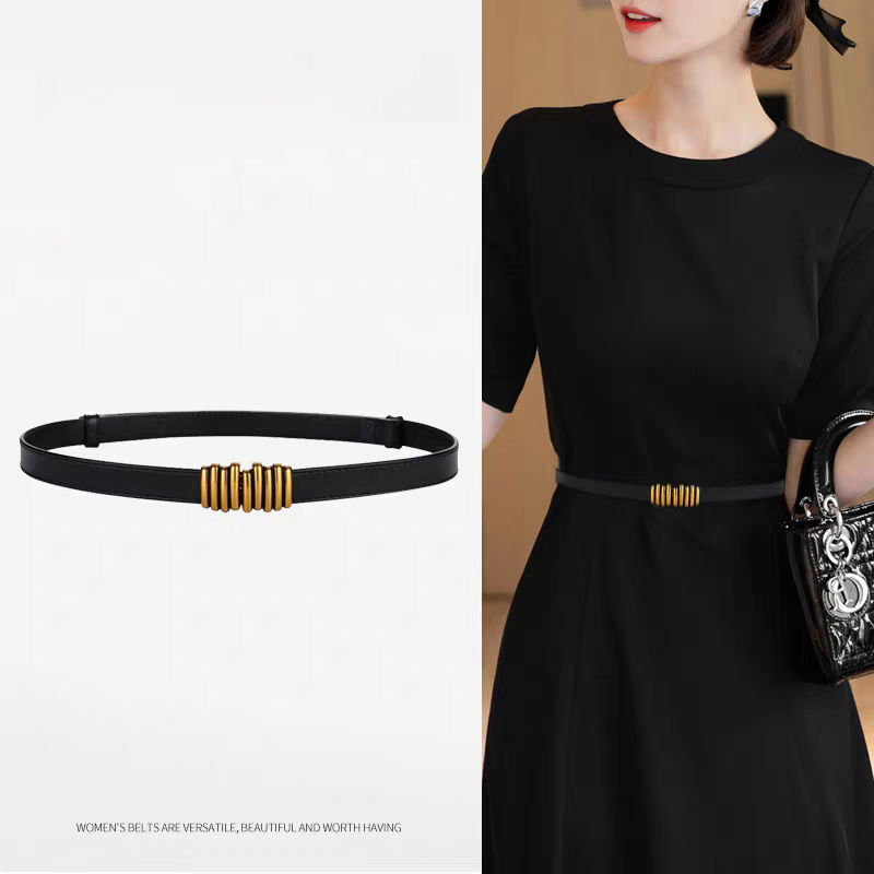大码加长细款腰带女款装饰连衣裙子毛衣百搭西装收腰皮带女黑色