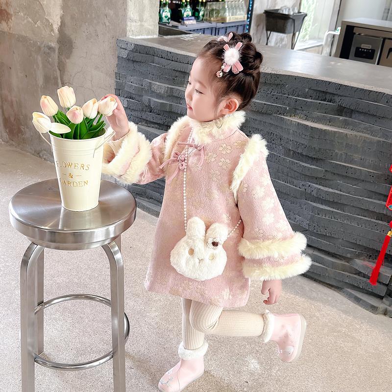 女童旗袍洋装冬装加厚儿童时髦洋派中国风汉服女宝宝唐装拜年服