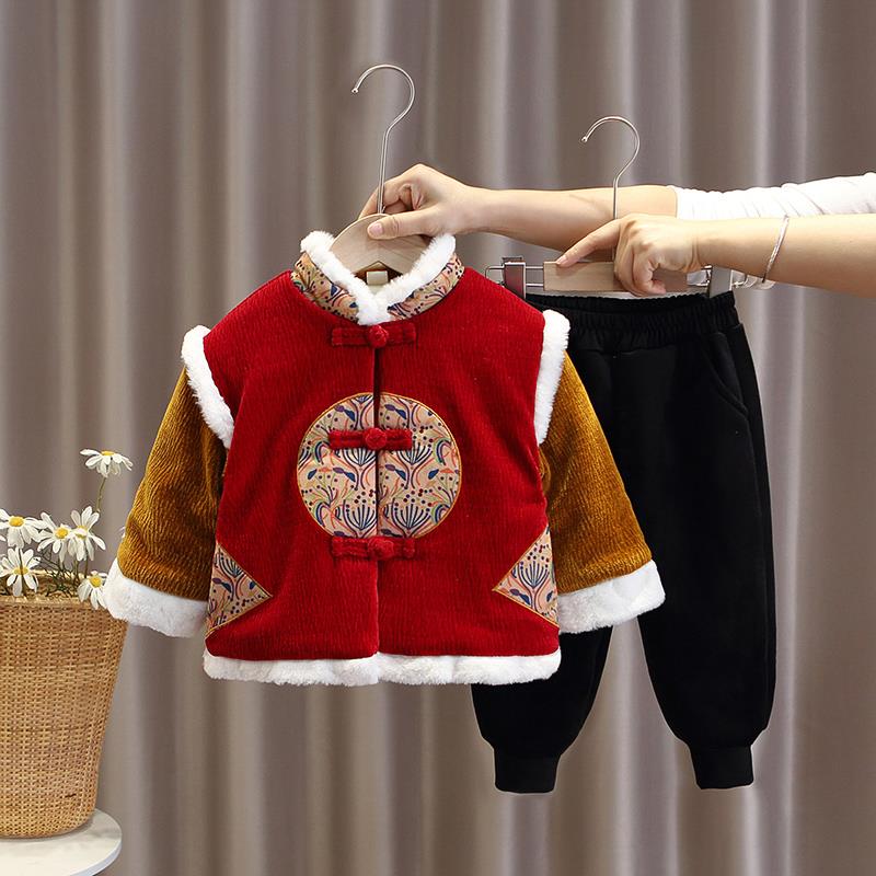 拜年服男童国风唐装儿童汉服龙年过年喜庆衣服宝宝周岁礼服秋冬季