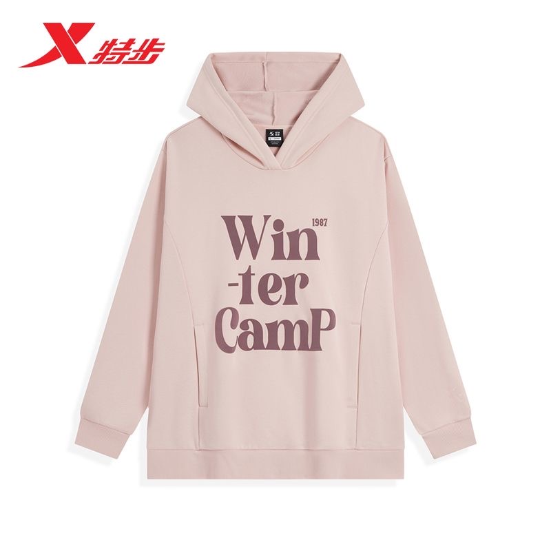 特步运动卫衣女2024冬季新款加绒保暖宽松百搭上衣976428930291