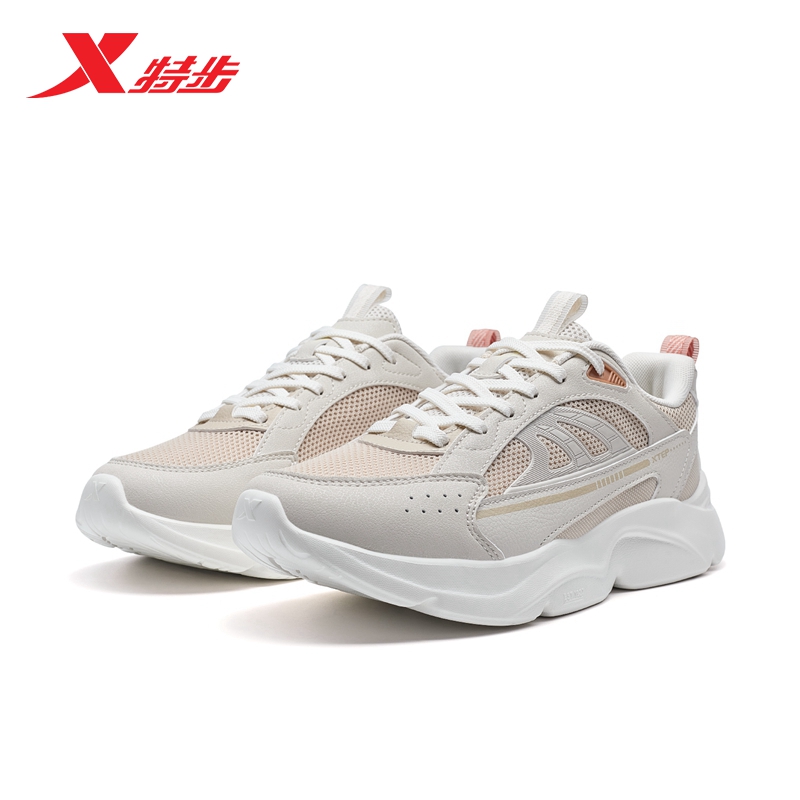 特步流派老爹鞋女2024秋新款运动鞋网面鞋透气休闲鞋976318320048