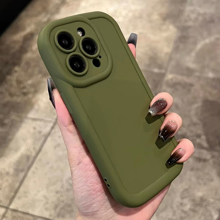 军绿色多色苹果14promax手机壳iphone15全包13硅胶12软壳11泡芙xr
