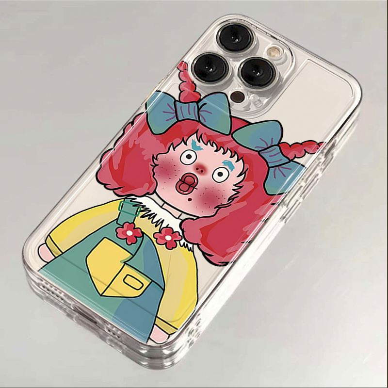 丑萌小妞iphone15苹果手机壳14promax硅胶13pro透明12创意11可爱X