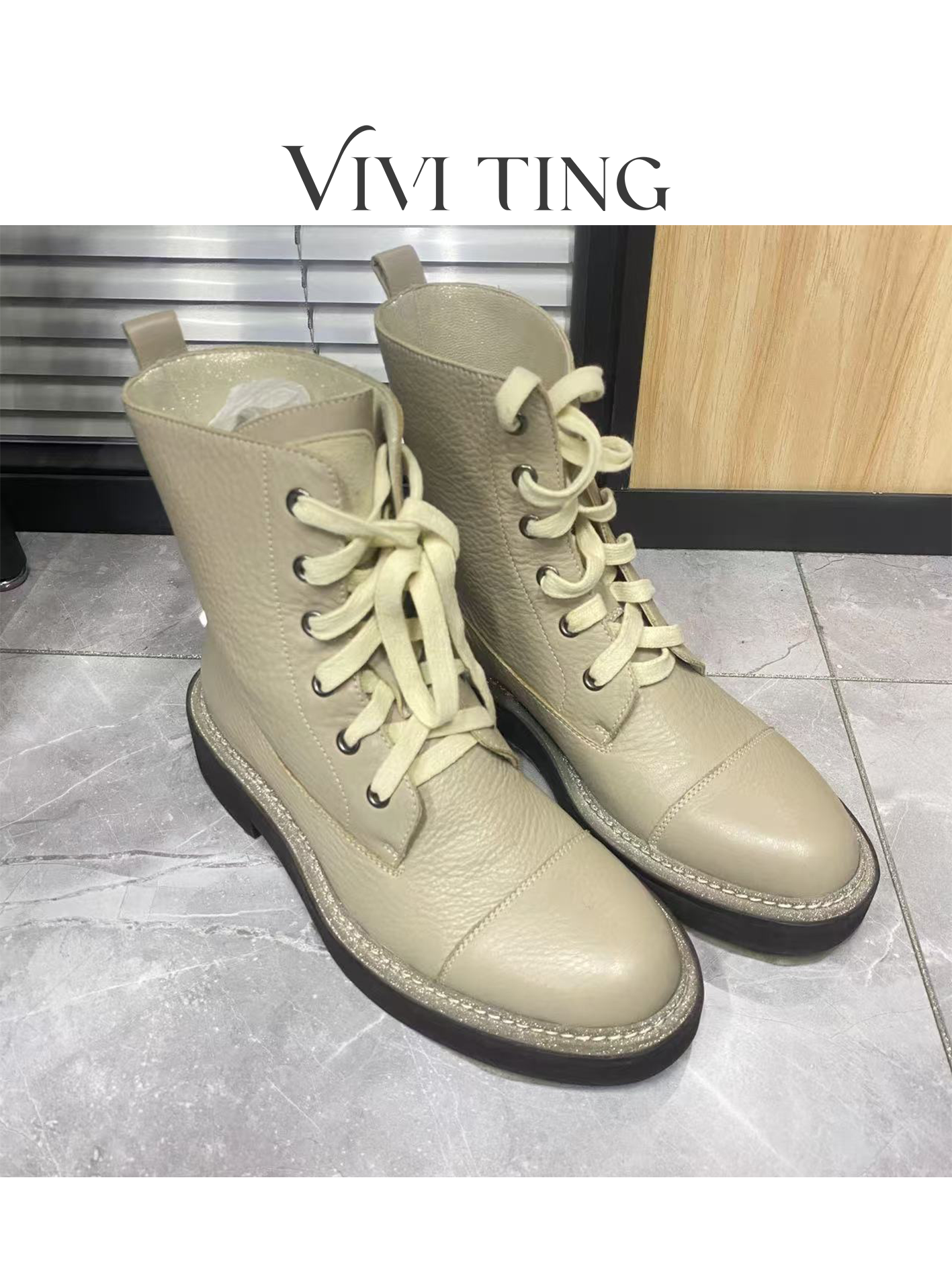 【VIVI·TING】婷姐推荐秋冬季新款时尚英伦风绑带厚底中筒靴