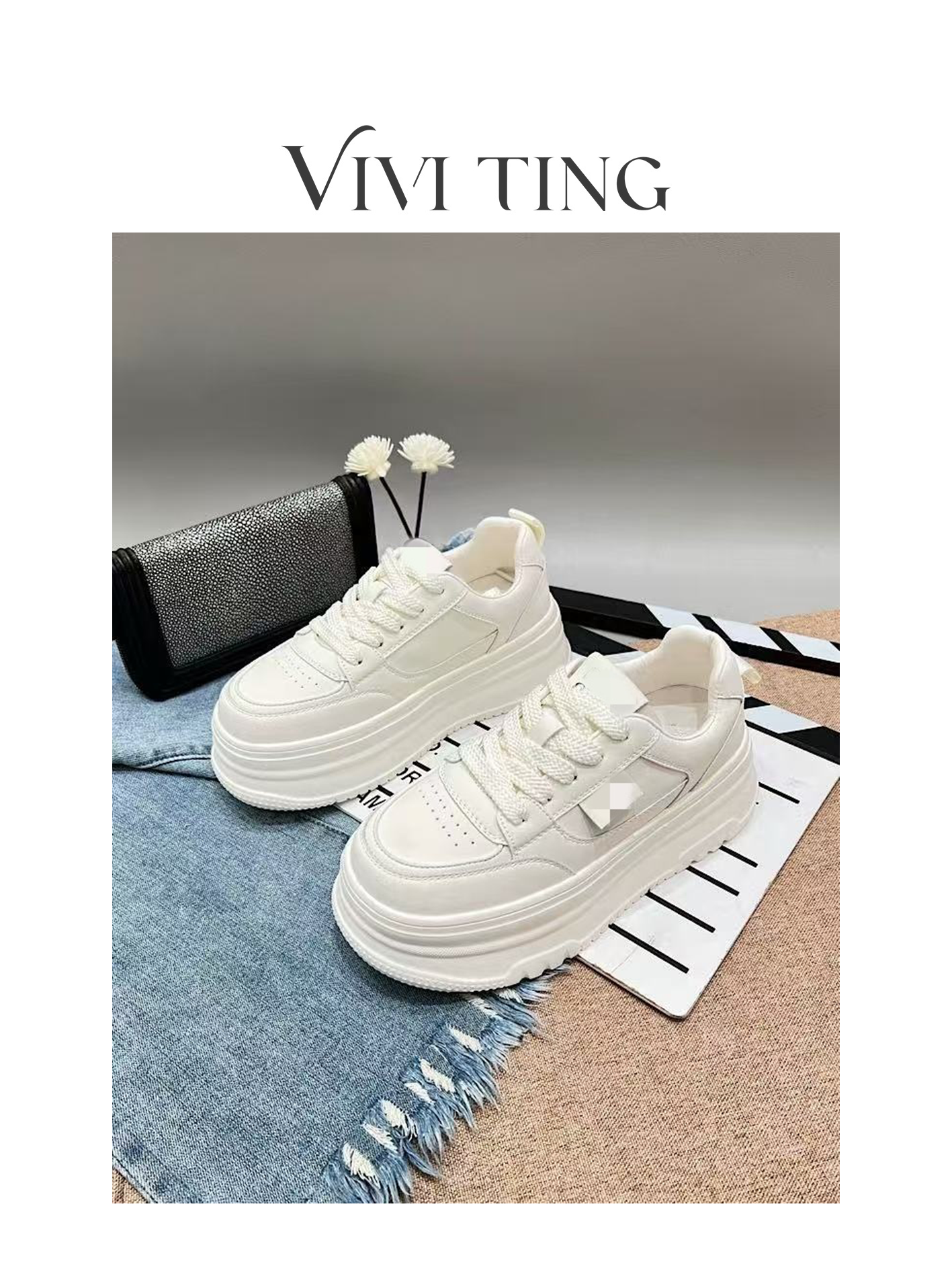 【VIVI·TING】婷姐推荐新款增高显瘦舒适休闲百搭轻便松糕小白鞋