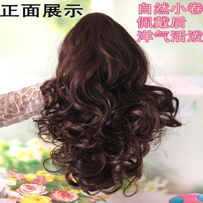 新/长卷发夹子气质个性抓夹式日常马尾卷发马尾低马尾假发发丝真