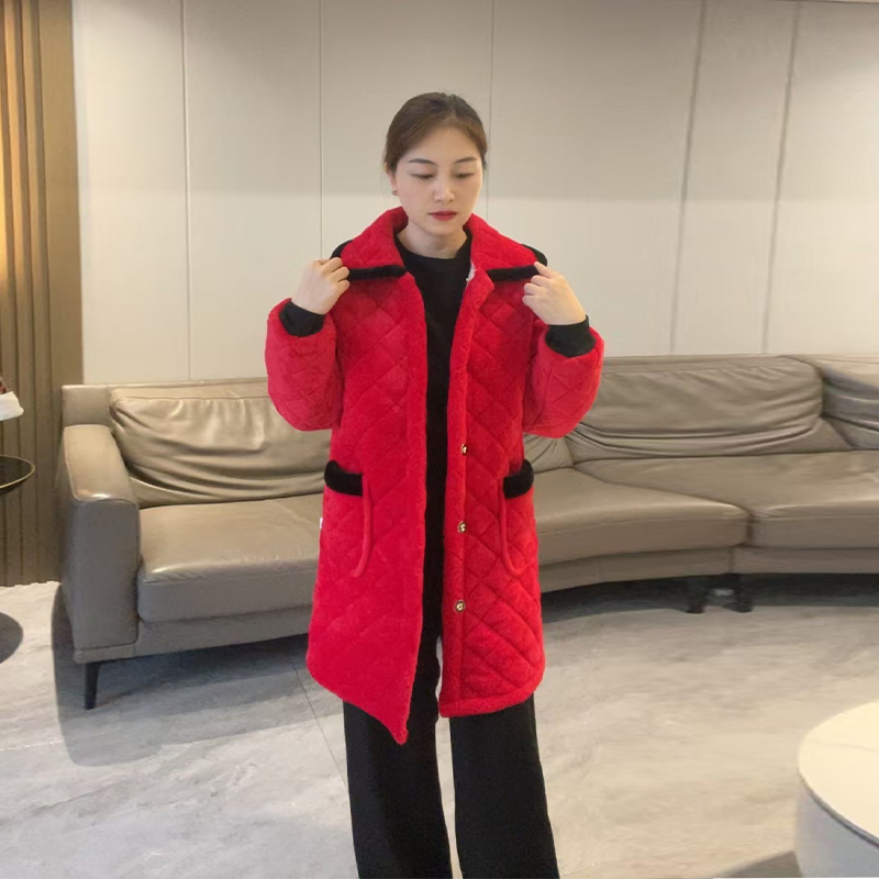 【加长款】妈妈装加绒加厚长款夹棉睡衣