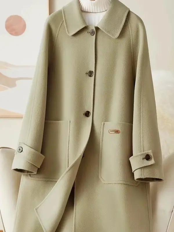 1221-1230女士百搭显瘦双面羊毛大衣毛呢外套