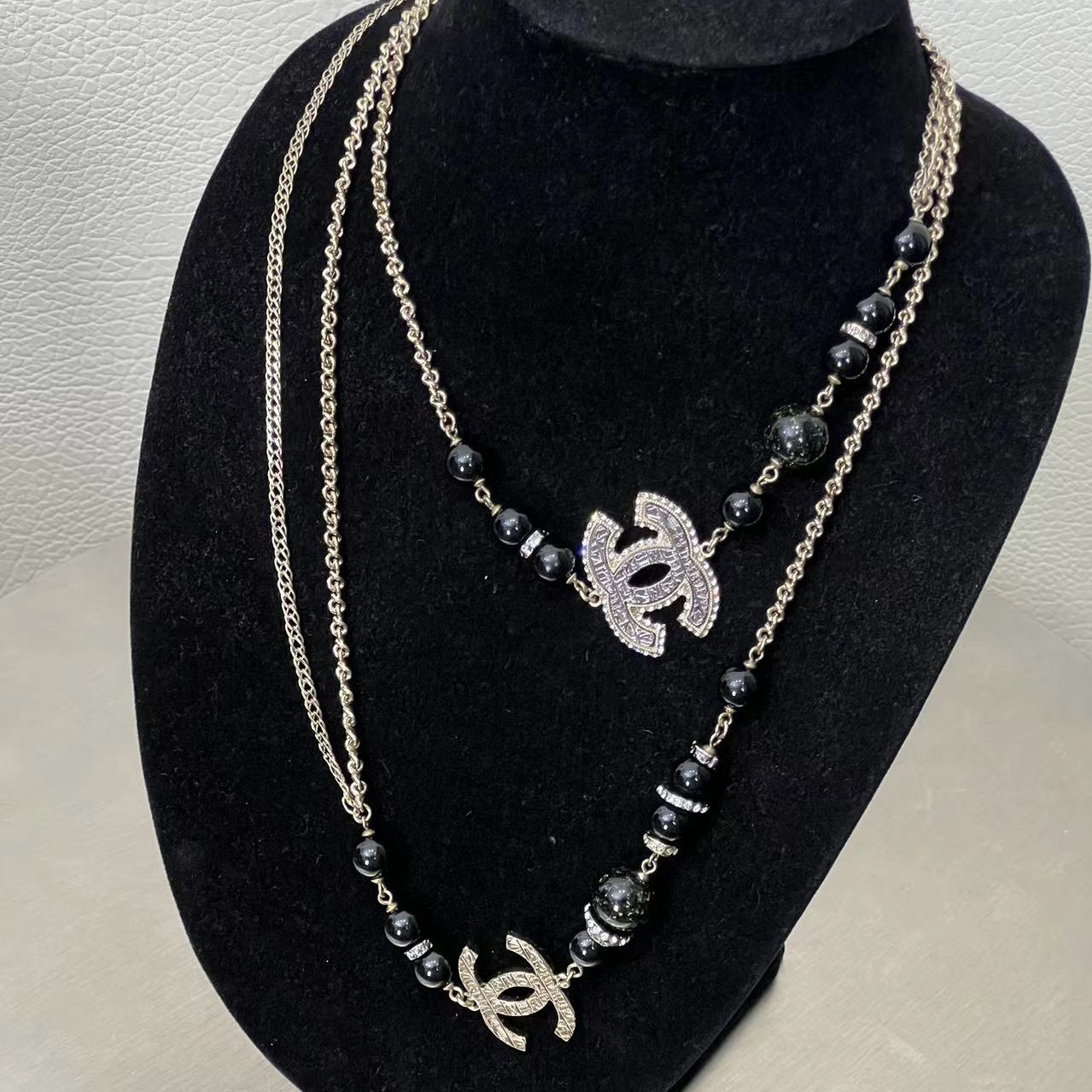 95新 Chanel/香奈儿 Chanel19A 埃及手工坊系列黑色链条长项链 