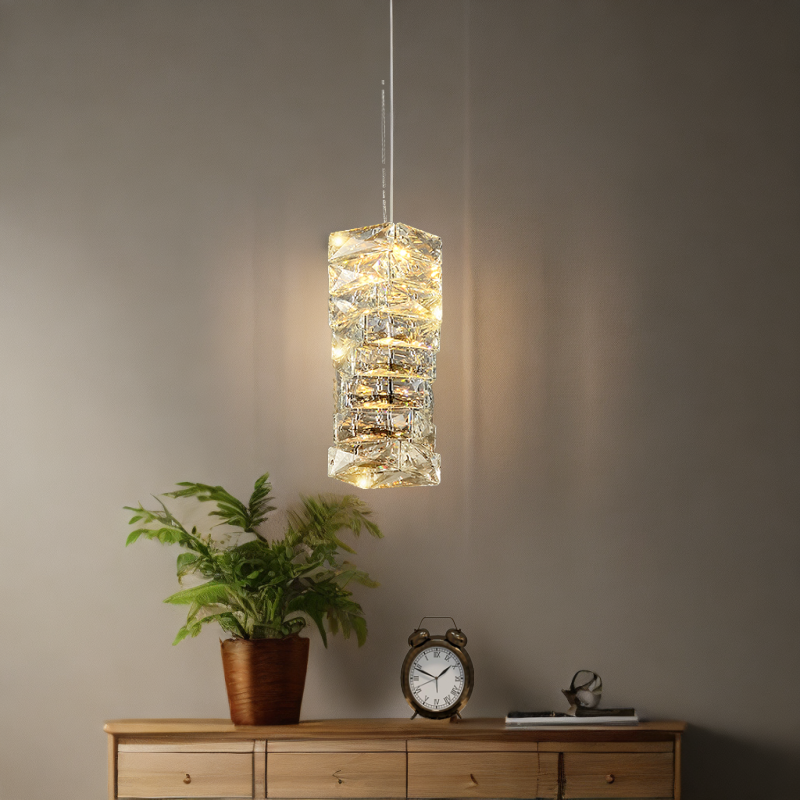 简约轻奢长条卧室床头水晶小吊灯书房过道走廊现代餐厅吊线吊灯