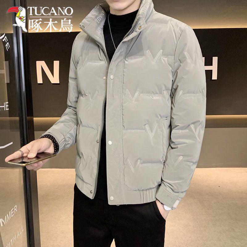 啄木鸟正品鸭绒男士时尚服加厚新款休轻便领时尚男外套秋冬款