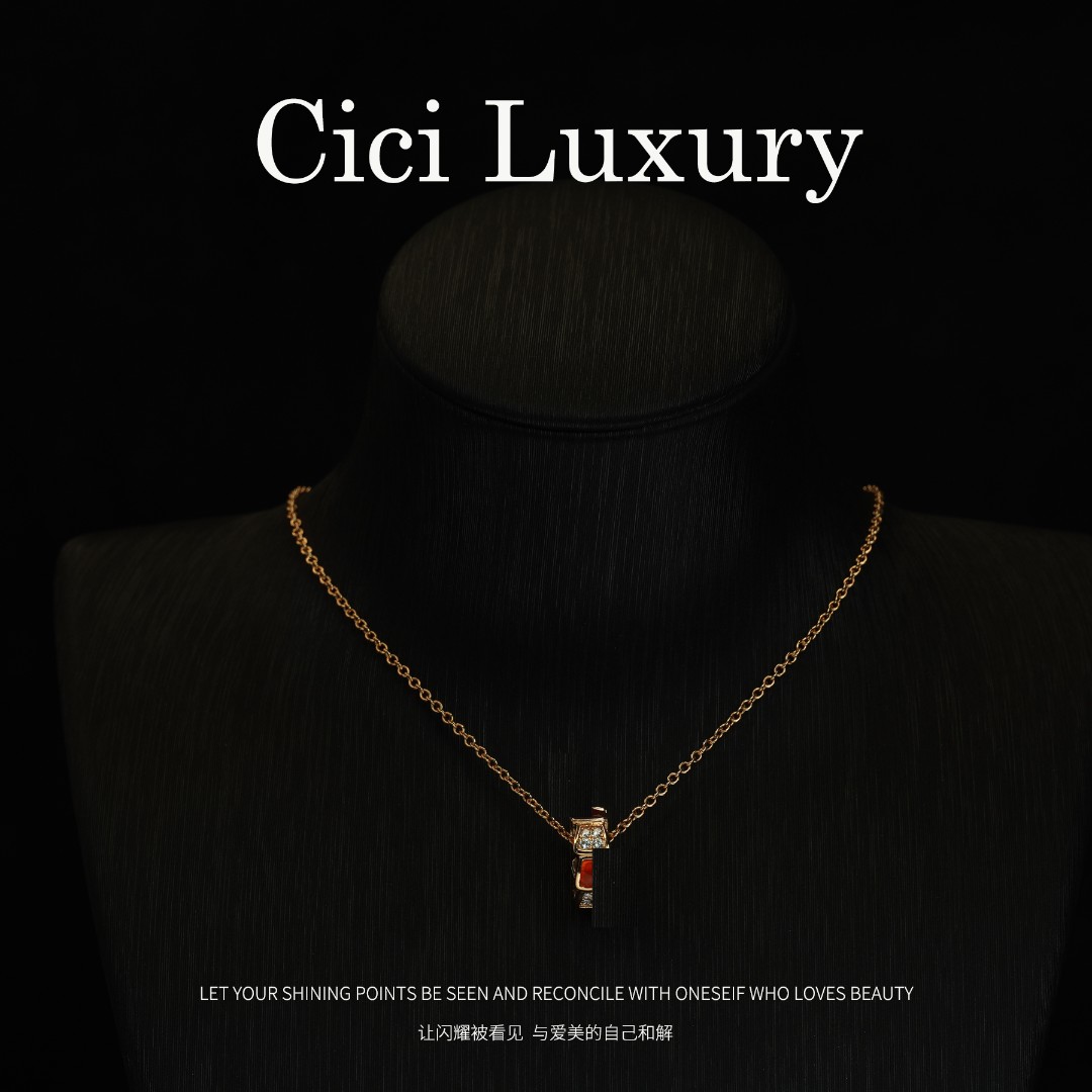 Cici  轻奢项链XL-2024双色镶嵌百搭气质坠链