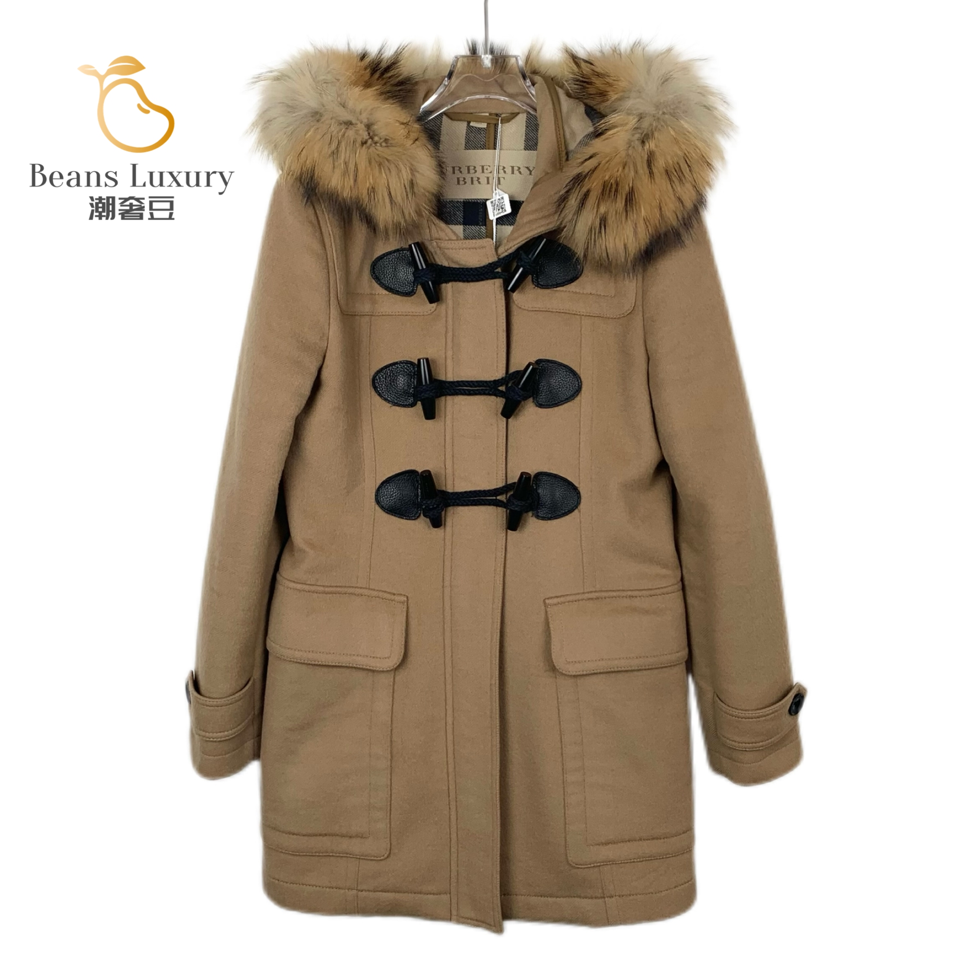 99新 BURBERRY/博柏利 牛角扣中长款羊毛大衣/X9314 